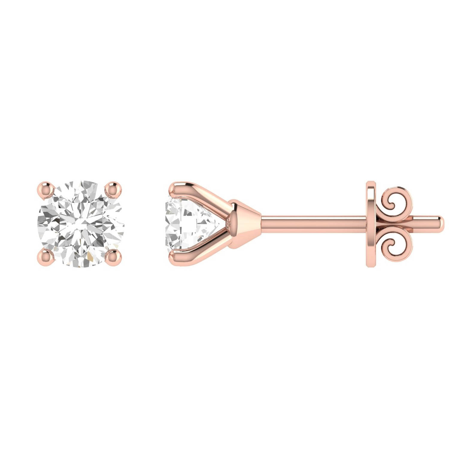 Diamond Stud Earrings with 0.06ct Diamonds in 9K Rose Gold - Crown ...