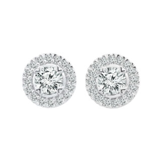 Halo Stud Earrings with 0.50ct Diamonds in 9k White Gold