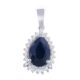 Pear Sapphire Pendant with 0.08ct Diamond In 9K White Gold