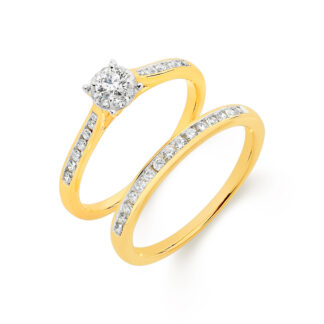 Engagement & Wedding Ring Set with 0.50ct Diamonds in 9k Yellow Gold