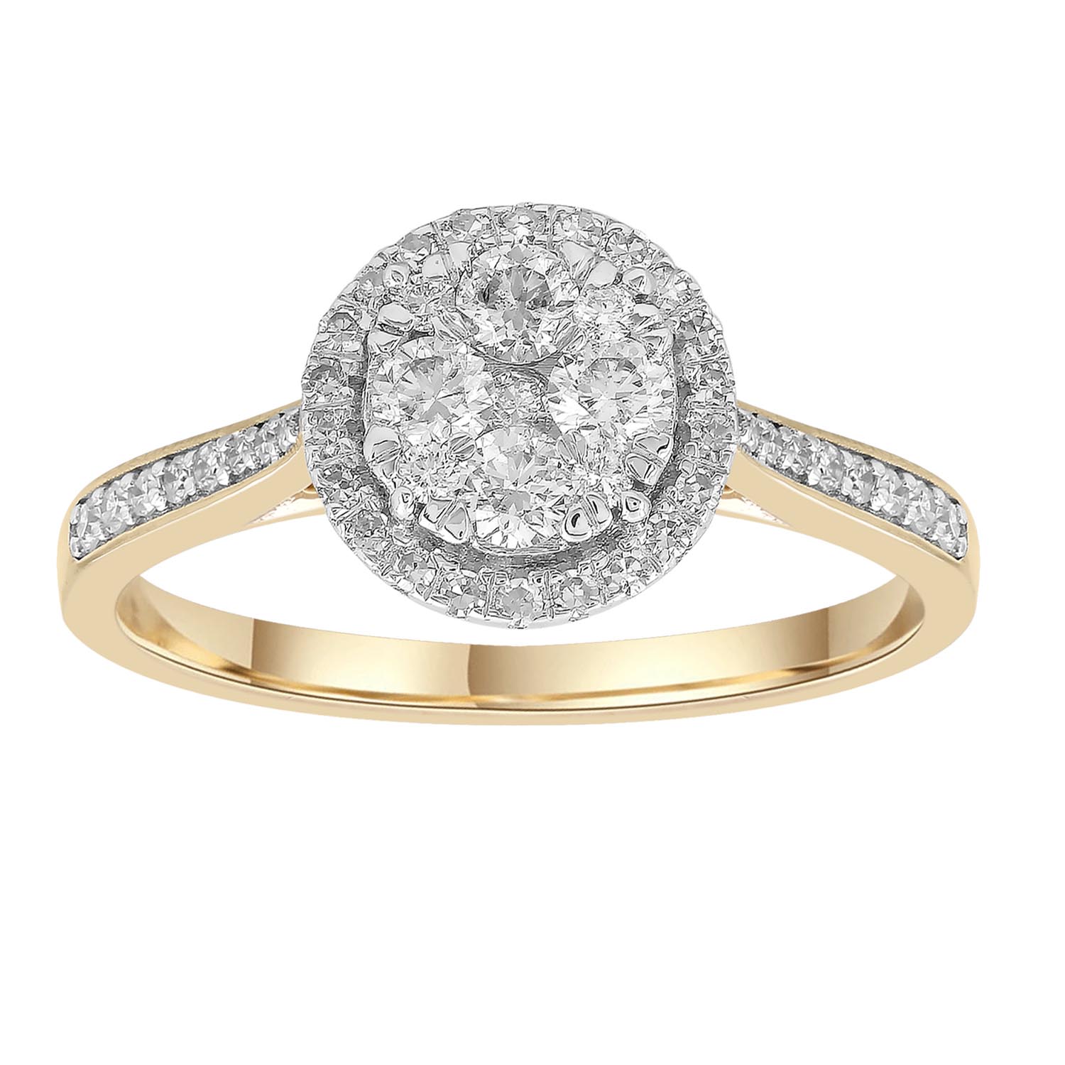 Cluster Ring with 0.5ct Diamonds in 9K Yellow Gold - Crown Family Jewellers