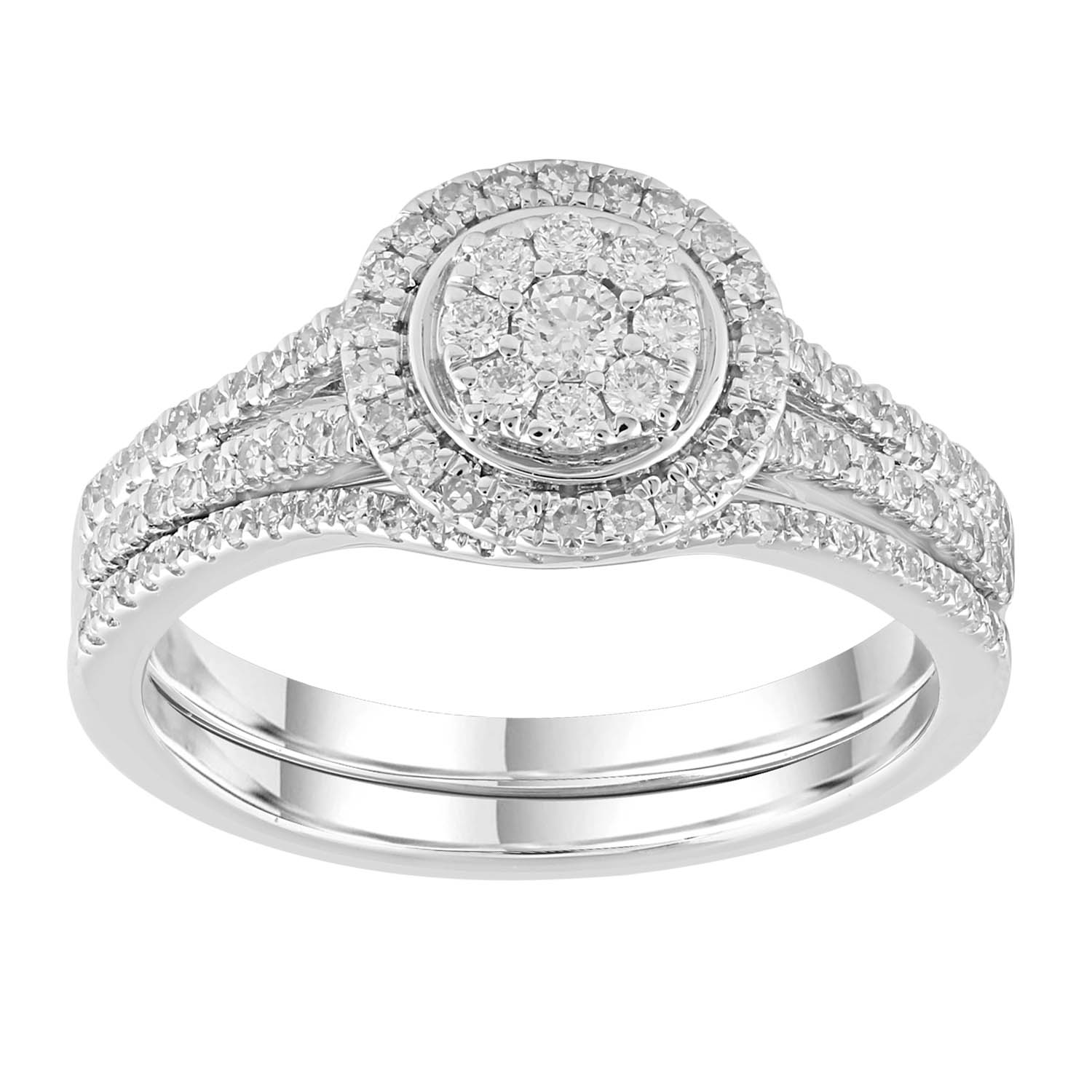 Engagment & Wedding Ring Set with 0.5ct Diamonds in 9K White Gold ...