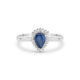 Pear Sapphire Ring with 0.08ct Diamonds in 9k White Gold