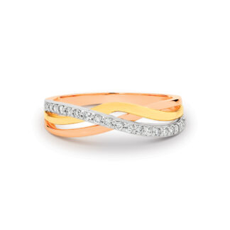 9k White, Yellow & Rose Gold 0.20ct TW Diamond Dress Ring