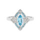 9k White Gold Blue Topaz & 0.10ct TW Diamond Dress Ring