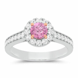 18k White & Rose Gold Halo Pink & 1.00ct Diamond Ring