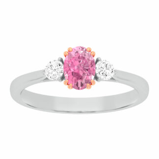 18k White & Rose Gold Shoulder Solitaire Pink & 1.00ct Diamond Ring