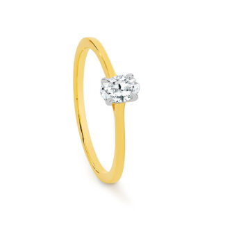 9k Yellow Gold Oval 0.30ct TW Diamond Solitaire